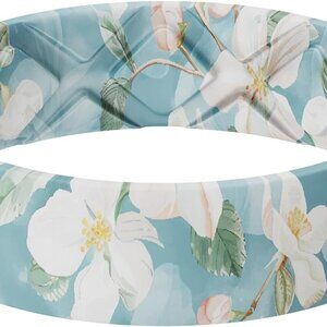 Silicone Wedding Ring Floral Pattern Hypoallergenic Stretchable Jewelry for Wome